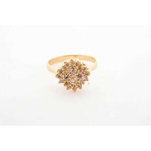 Estate Sale 10k Yellow Gold Cubic Zirconia Gemstone Ring Size 7.5 Vintage Style
